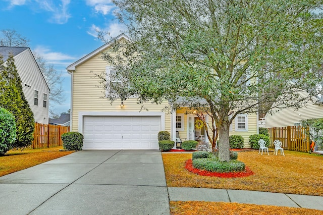 view of front of property with a garage