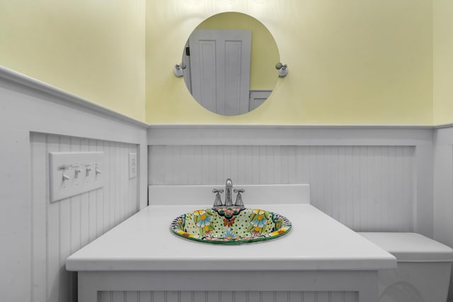 room details with a sink and wainscoting