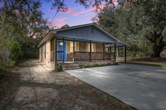 exterior space with covered porch