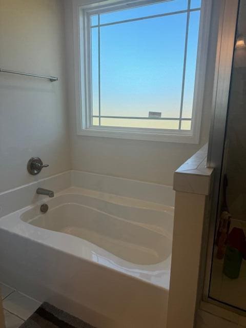 bathroom with plus walk in shower