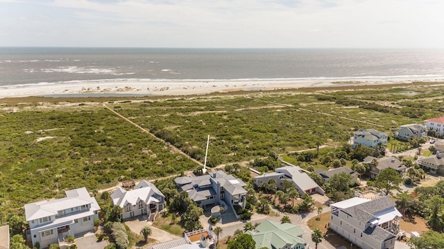 aerial view featuring a beach view and a water view