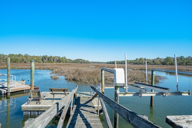 dock area with a water view