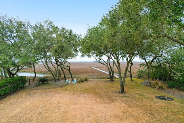 view of yard featuring a water view