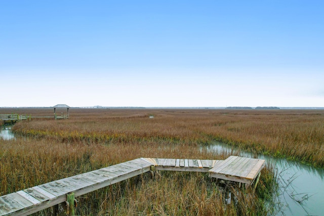 view of dock featuring a water view