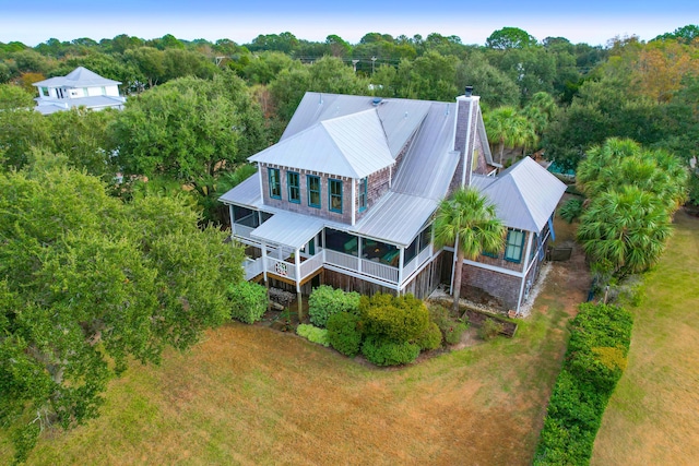 aerial view with a forest view