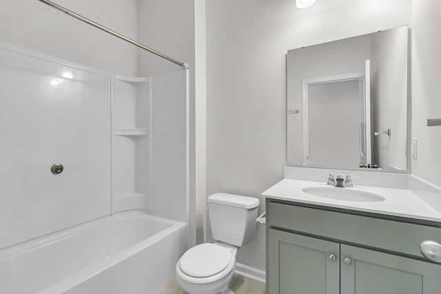 full bathroom featuring vanity, toilet, tile patterned floors, and shower / tub combination