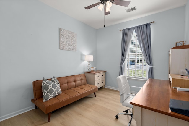 1179 Holly Bend Dr, Mount Pleasant, SC 29466 - office featuring light wood-style flooring, ceiling fan, and baseboards