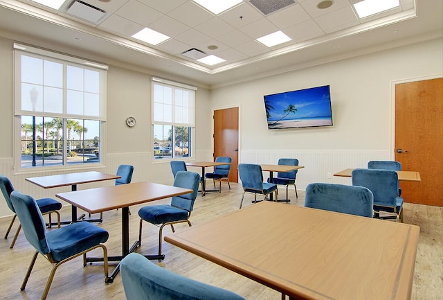 office space featuring a drop ceiling and ornamental molding