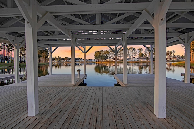 dock area with a water view