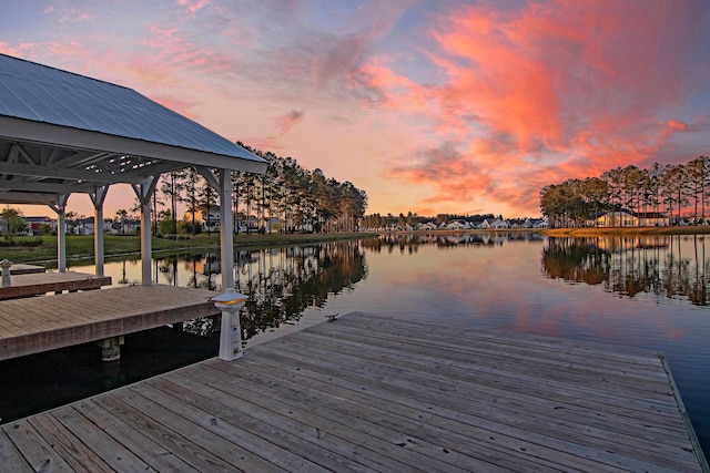 dock area featuring a water view