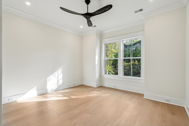 2790 Burden Creek Rd, Johns Island, SC 29455 - unfurnished room featuring a ceiling fan, baseboards, recessed lighting, crown molding, and light wood finished floors