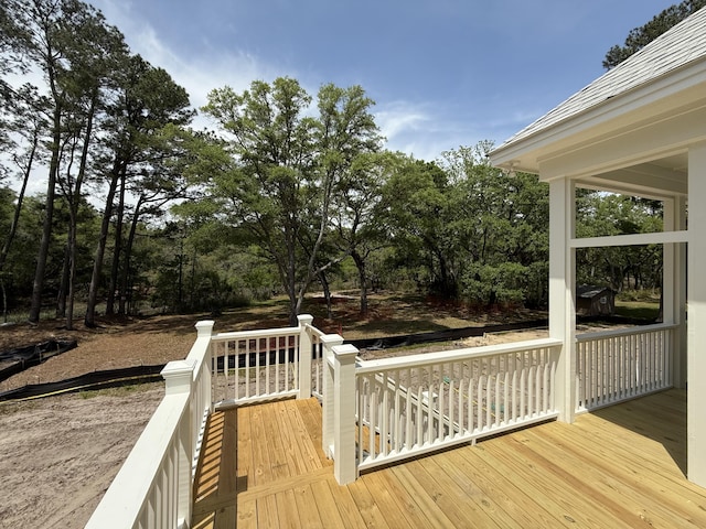 2790 Burden Creek Rd, Johns Island, SC 29455 - wooden terrace with view of wooded area