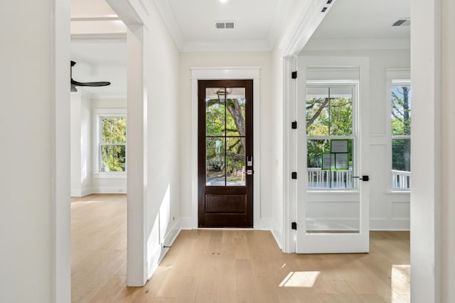2790 Burden Creek Rd, Johns Island, SC 29455 - foyer featuring ornamental molding, light wood finished floors, plenty of natural light, and baseboards