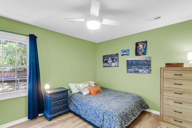 334 Water Oak Dr, Goose Creek, SC 29445 - bedroom featuring light wood-style flooring, baseboards, and ceiling fan