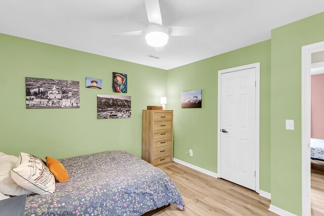 334 Water Oak Dr, Goose Creek, SC 29445 - bedroom featuring light wood-style floors, baseboards, and a ceiling fan
