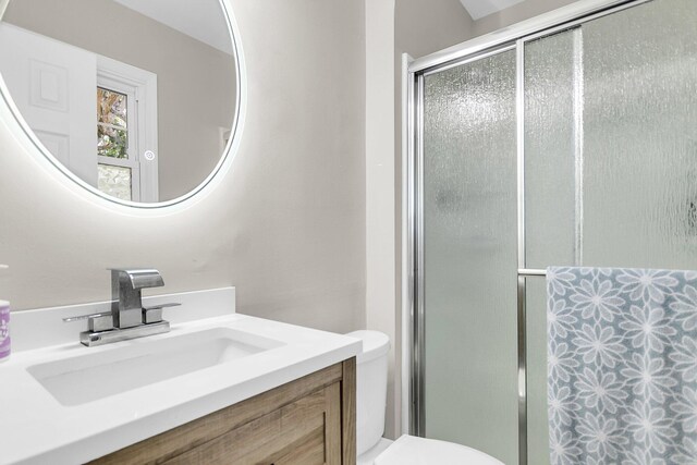 334 Water Oak Dr, Goose Creek, SC 29445 - bathroom with a stall shower, vanity, and toilet