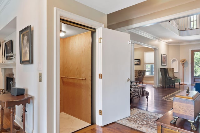 1972 Long Creek Rd, Wadmalaw Island, SC 29487 - hall with crown molding, baseboards, and wood finished floors