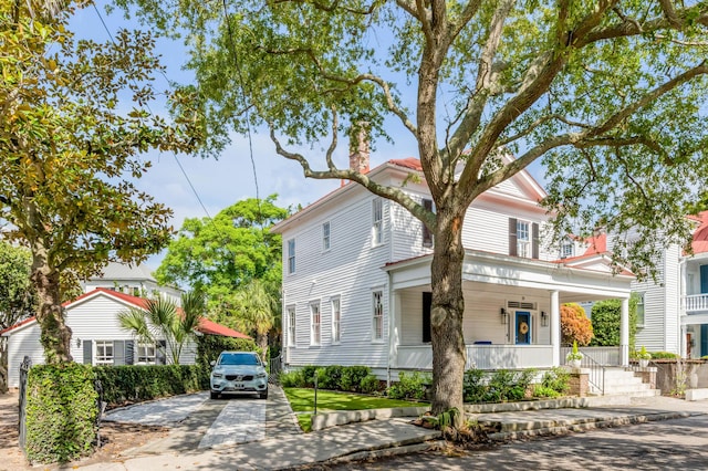 view of front of property with covered porch