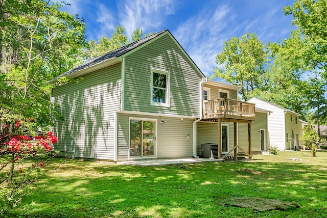 105 Brailsford Rd, Summerville, SC 29485 - rear view of house featuring a wooden deck, a yard, central air condition unit, and a patio