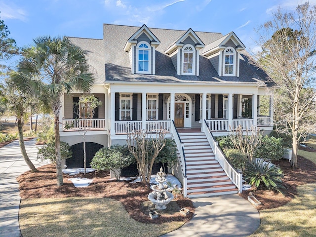 cape cod home with covered porch