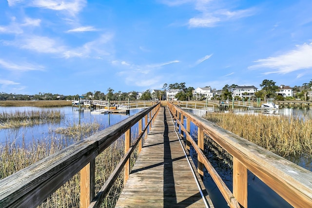 view of dock featuring a water view