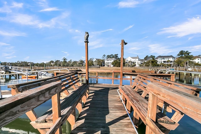 view of dock featuring a water view