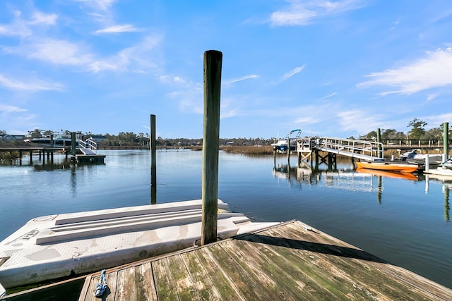 dock area featuring a water view