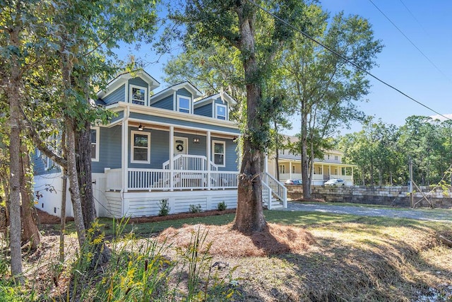 view of front of home featuring covered porch