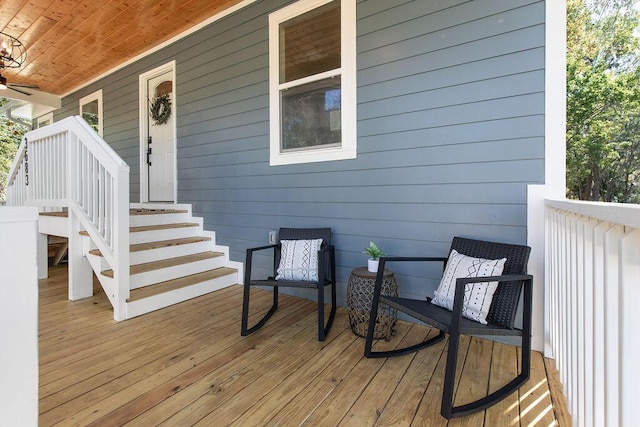 deck featuring a porch