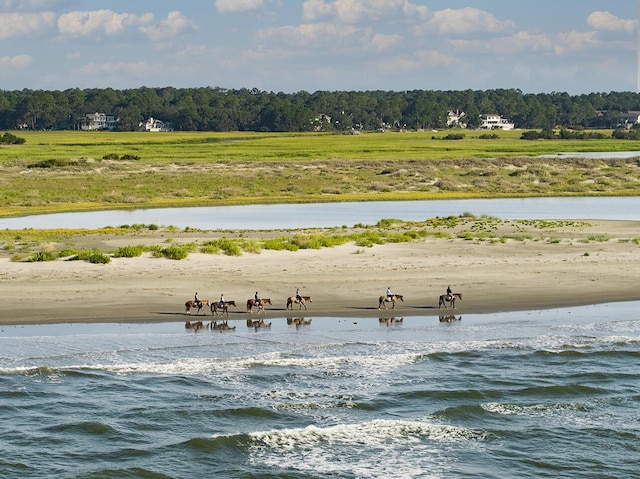 view of water feature featuring a beach view