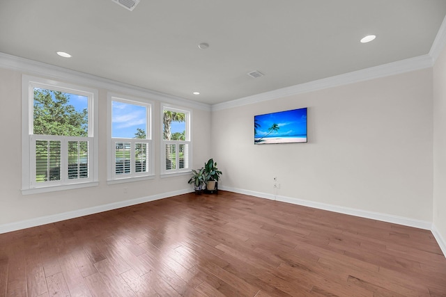 3310 Hartwell St, Johns Island, SC 29455 - spare room featuring ornamental molding, healthy amount of natural light, baseboards, wood finished floors, and recessed lighting