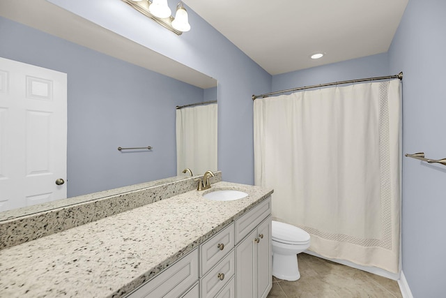3310 Hartwell St, Johns Island, SC 29455 - full bathroom with vanity, toilet, tile patterned floors, and a shower with shower curtain