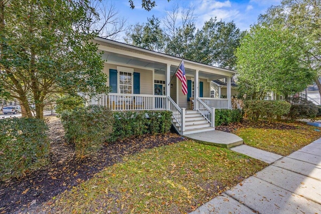 view of front facade featuring covered porch