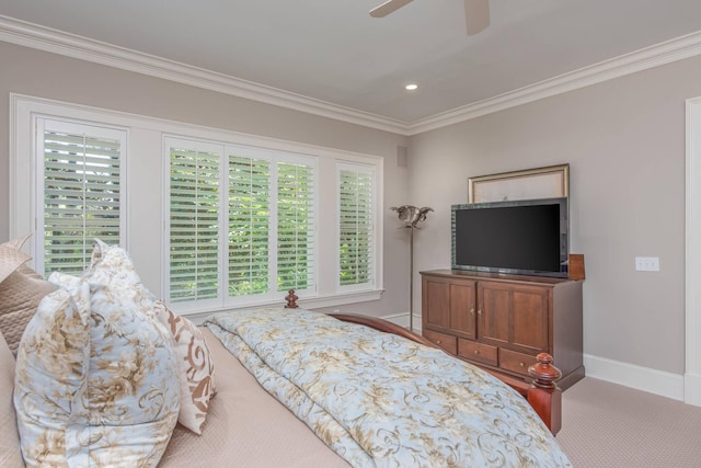 14 Royal Beach Dr, Kiawah Island, SC 29455 - bedroom with crown molding, baseboards, multiple windows, carpet, and recessed lighting