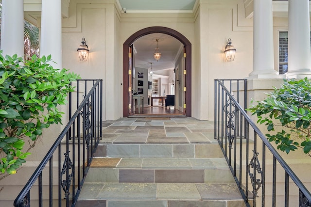 14 Royal Beach Dr, Kiawah Island, SC 29455 - view of exterior entry with stucco siding