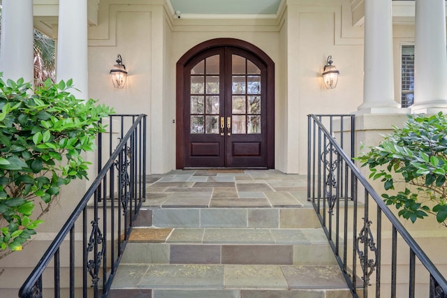 14 Royal Beach Dr, Kiawah Island, SC 29455 - entrance to property with french doors and stucco siding