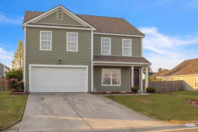 1097 Briar Rose Ln, Ladson, SC 29456 - traditional home with fence, a garage, concrete driveway, and a front yard