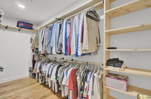 walk in closet featuring wood finished floors