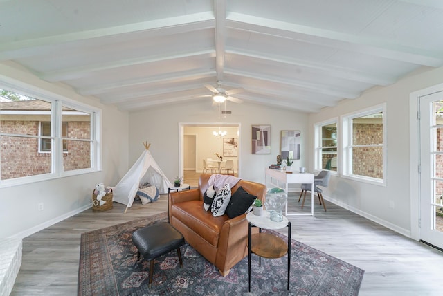 106 Kent Cir, Ladson, SC 29456 - sunroom featuring plenty of natural light, an inviting chandelier, and beamed ceiling