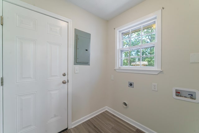 106 Kent Cir, Ladson, SC 29456 - laundry area featuring electric panel, laundry area, electric dryer hookup, dark wood finished floors, and hookup for a washing machine