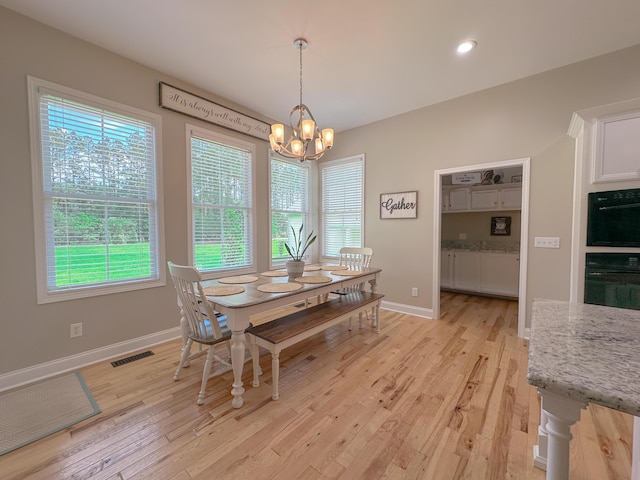 1129 Plantation Overlook Dr, Moncks Corner, SC 29461 - dining area featuring a chandelier, light wood-style floors, and recessed lighting