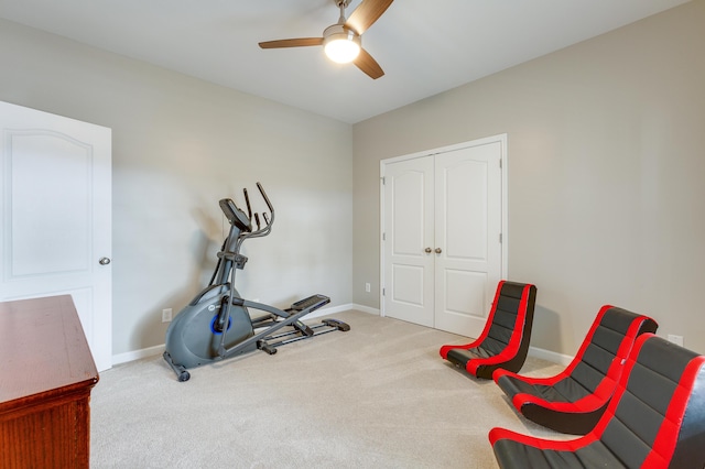 1129 Plantation Overlook Dr, Moncks Corner, SC 29461 - exercise room featuring a ceiling fan and carpet