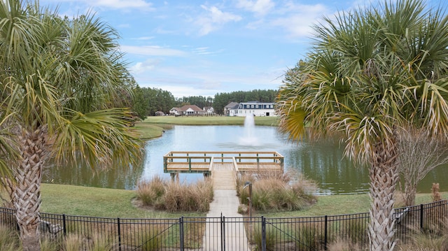 dock area featuring a water view