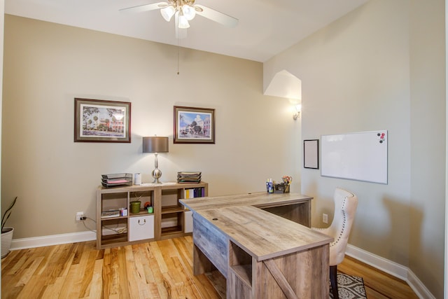 1129 Plantation Overlook Dr, Moncks Corner, SC 29461 - home office featuring ceiling fan and light wood-style floors
