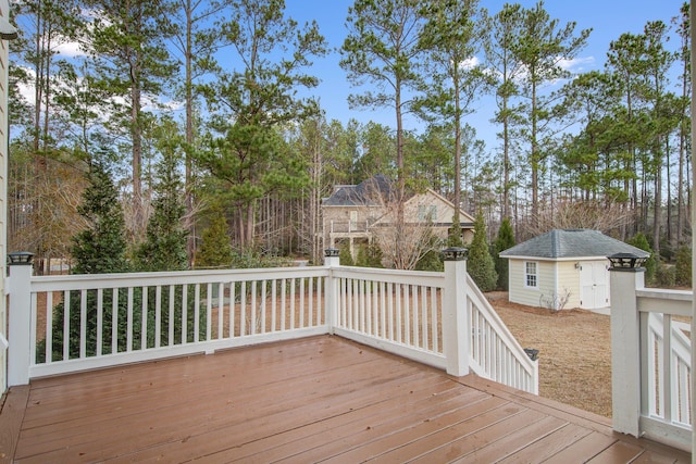 wooden terrace with a storage unit