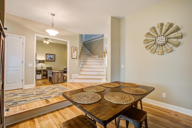 1129 Plantation Overlook Dr, Moncks Corner, SC 29461 - foyer with light wood-style floors, stairway, and ceiling fan