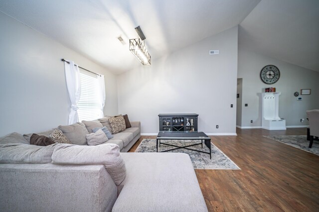 229 Lindy Creek Rd, Goose Creek, SC 29445 - living area featuring lofted ceiling and wood finished floors