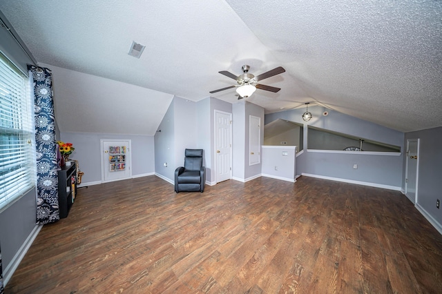 229 Lindy Creek Rd, Goose Creek, SC 29445 - additional living space featuring lofted ceiling, a ceiling fan, a textured ceiling, wood finished floors, and healthy amount of natural light