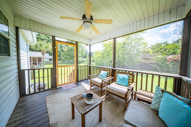 229 Lindy Creek Rd, Goose Creek, SC 29445 - sunroom / solarium featuring a ceiling fan and an outdoor living space