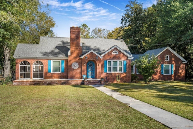 view of front facade featuring a front lawn